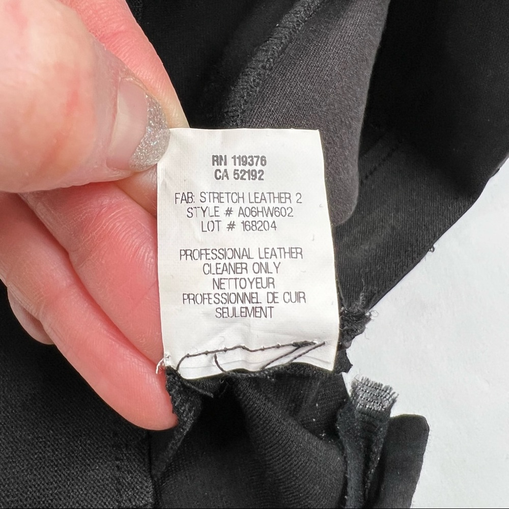 OWO Helmut Lang - Black Lambskin Leather & Cotton Combo Pull on Leggings, Size 2 - Picture 14 of 16